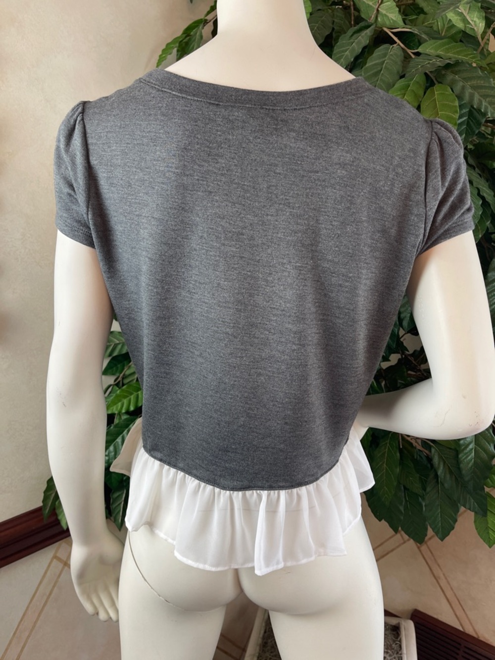 INC CHARCOAL SIDE ZIP BACK RUFFLE TOP - Picture 7 of 11